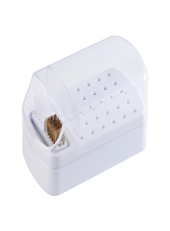 Fcozpjk 2 in 1 Nail Drill Bit Holder and Nail Drill Bits Cleaner Brush Case, 30 Holes Nail Drill Bits Organizer Display Stand Container Box, Manicure Drill Cleaning Brush, Professional Nail Tools - Image 1